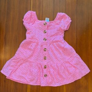 Little Lass Pink Eyelet Button-Front Sundress